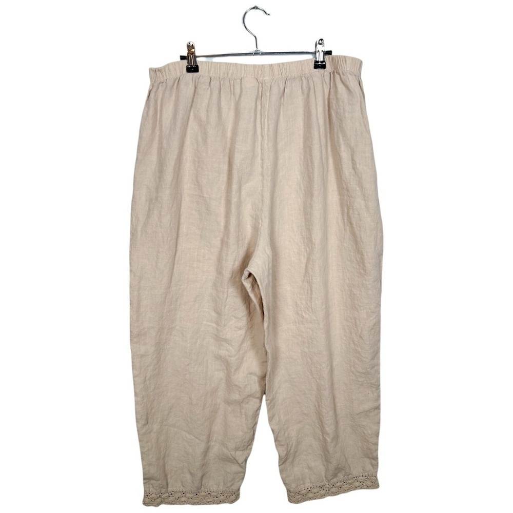 J. Jill 100% Linen Crochet Hem Relaxed Pants - Picture 2 of 7